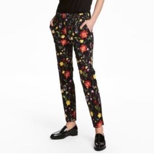 H&M Floral Cigarette Zip Up Trouser Pants  Size 8